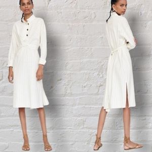 Zara Women's Linen Pin Stripped Midi Dress XS